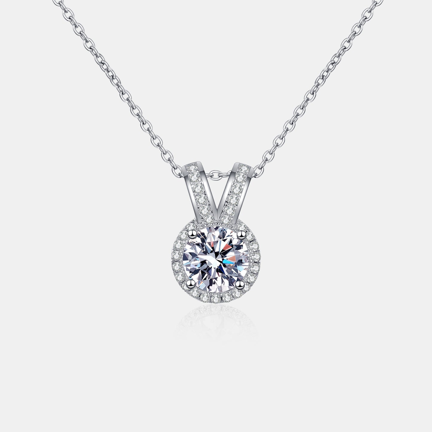 1 Carat Moissanite Rabbit Ears Shape Pendant Necklace Silver One Size