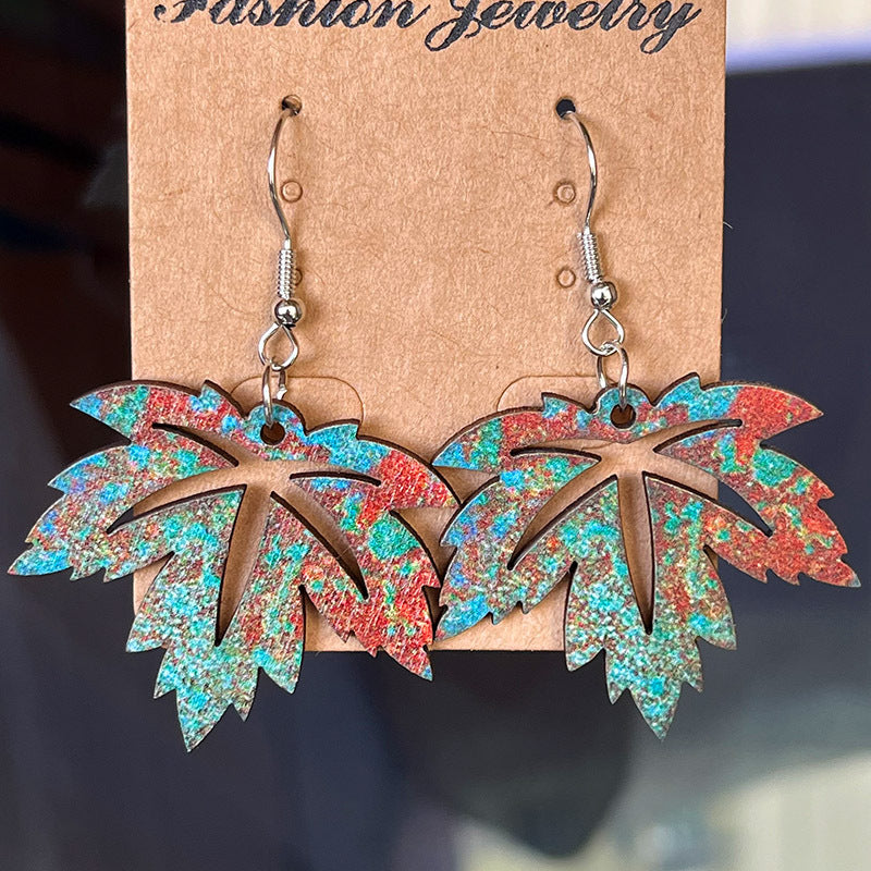 Wooden Dangle Earrings Style A One Size