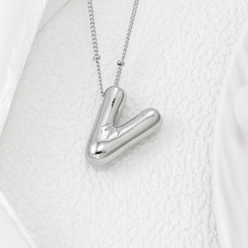 Copper Bubble Letter Pendant Necklace Style V One Size