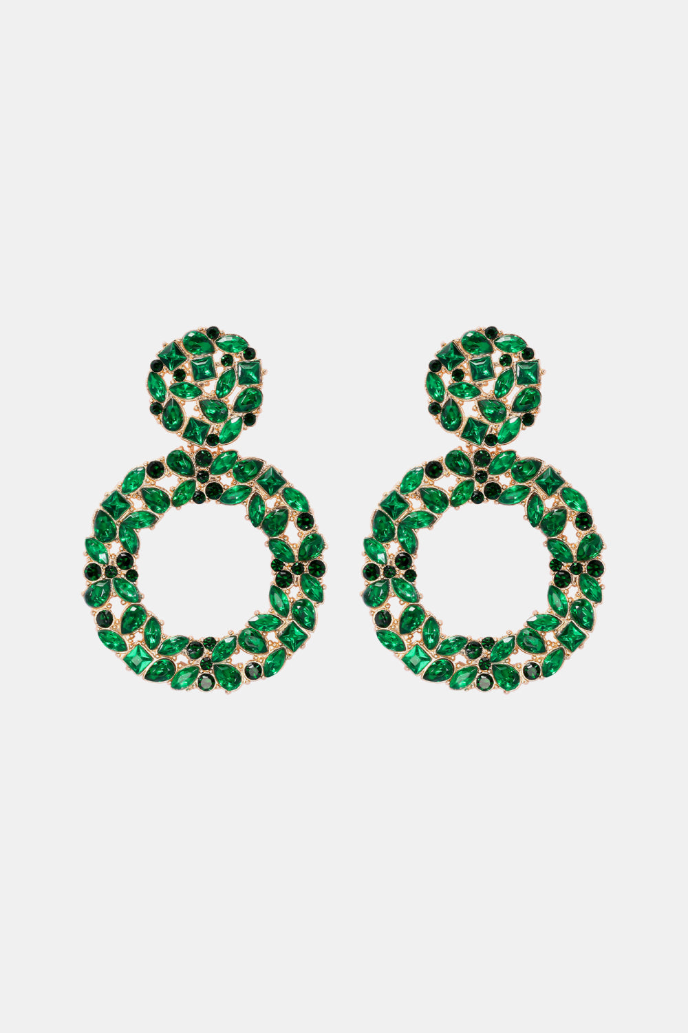 Round Shape Acrylic Dangle Earrings Dark Green One Size