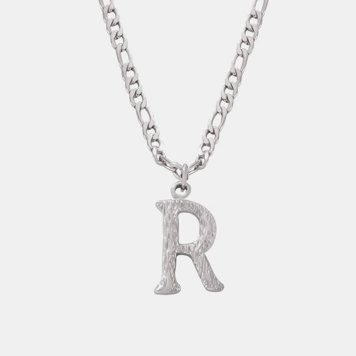 Titanium Steel Letter Pendant Necklace Style R One Size