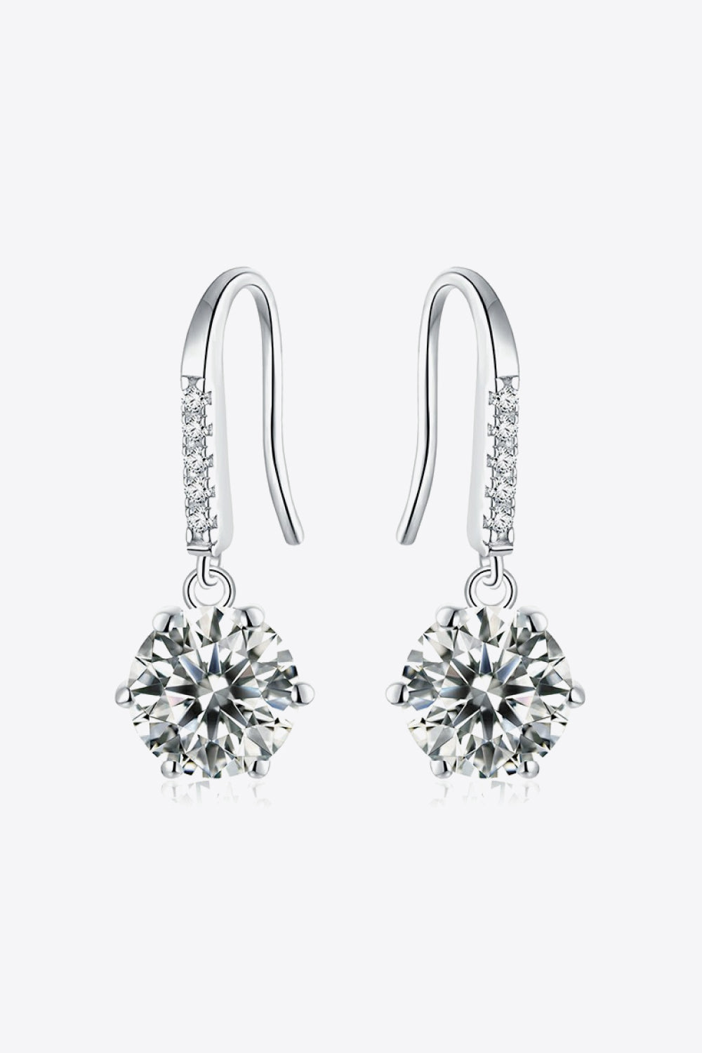6-Prong Moissanite Drop Earrings Silver One Size