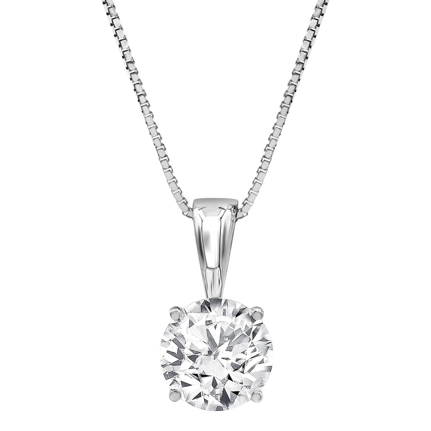 1/2 to 3 Carat Solitaire Diamond Necklaces for Women | Round Cut Lab Grown Diamond | 14K White Gold Pendant | Fine Jewelry for Her | Timeless Design | Gift Box Included