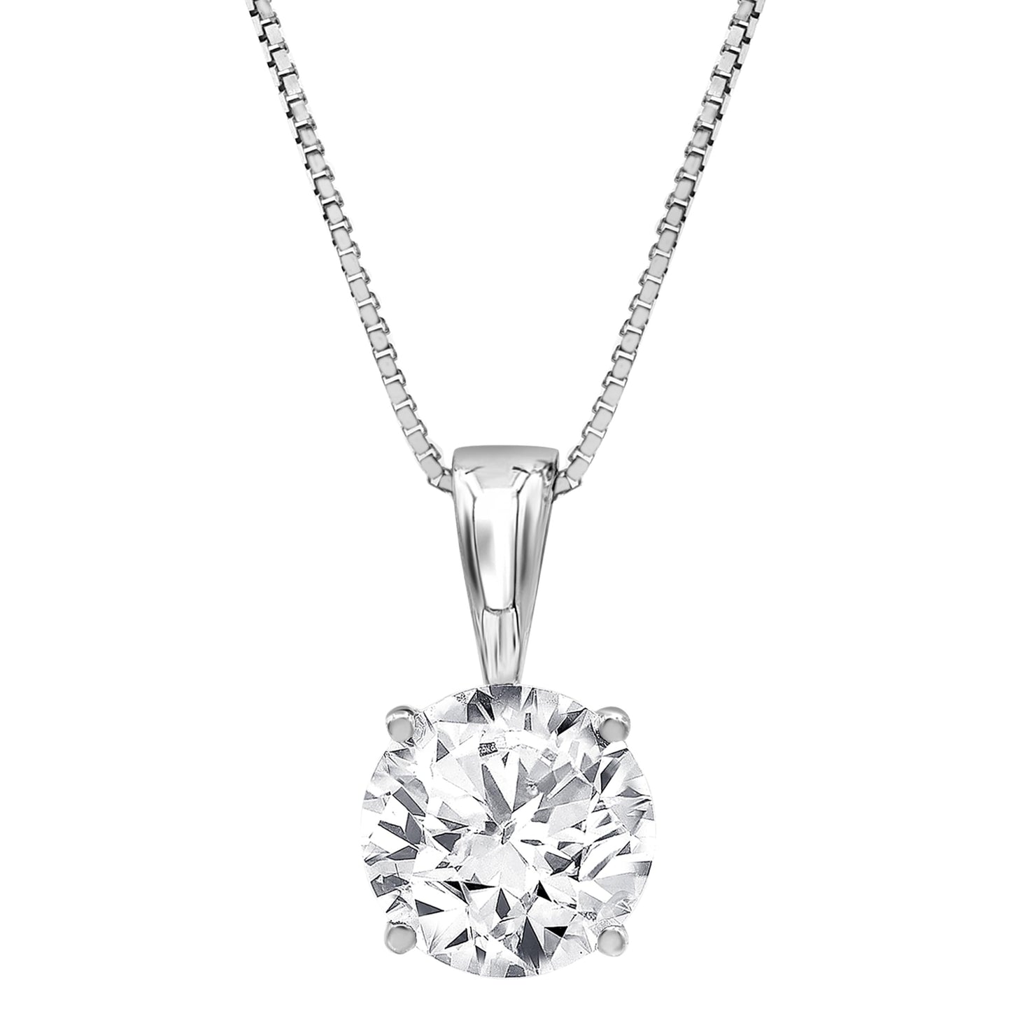 1/2 to 3 Carat Solitaire Diamond Necklaces for Women | Round Cut Lab Grown Diamond | 14K White Gold Pendant | Fine Jewelry for Her | Timeless Design | Gift Box Included 1.5 carats