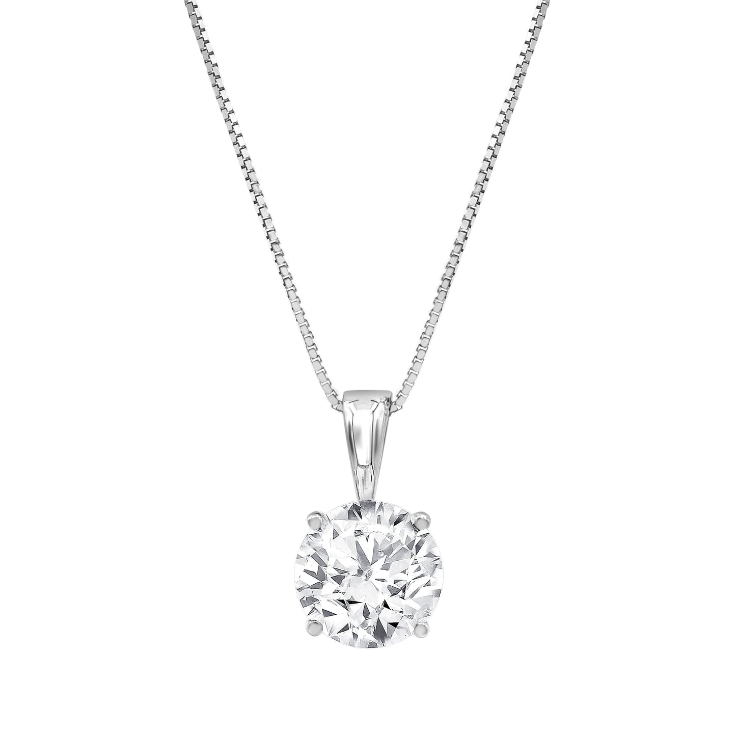 1/2 to 3 Carat Solitaire Diamond Necklaces for Women | Round Cut Lab Grown Diamond | 14K White Gold Pendant | Fine Jewelry for Her | Timeless Design | Gift Box Included