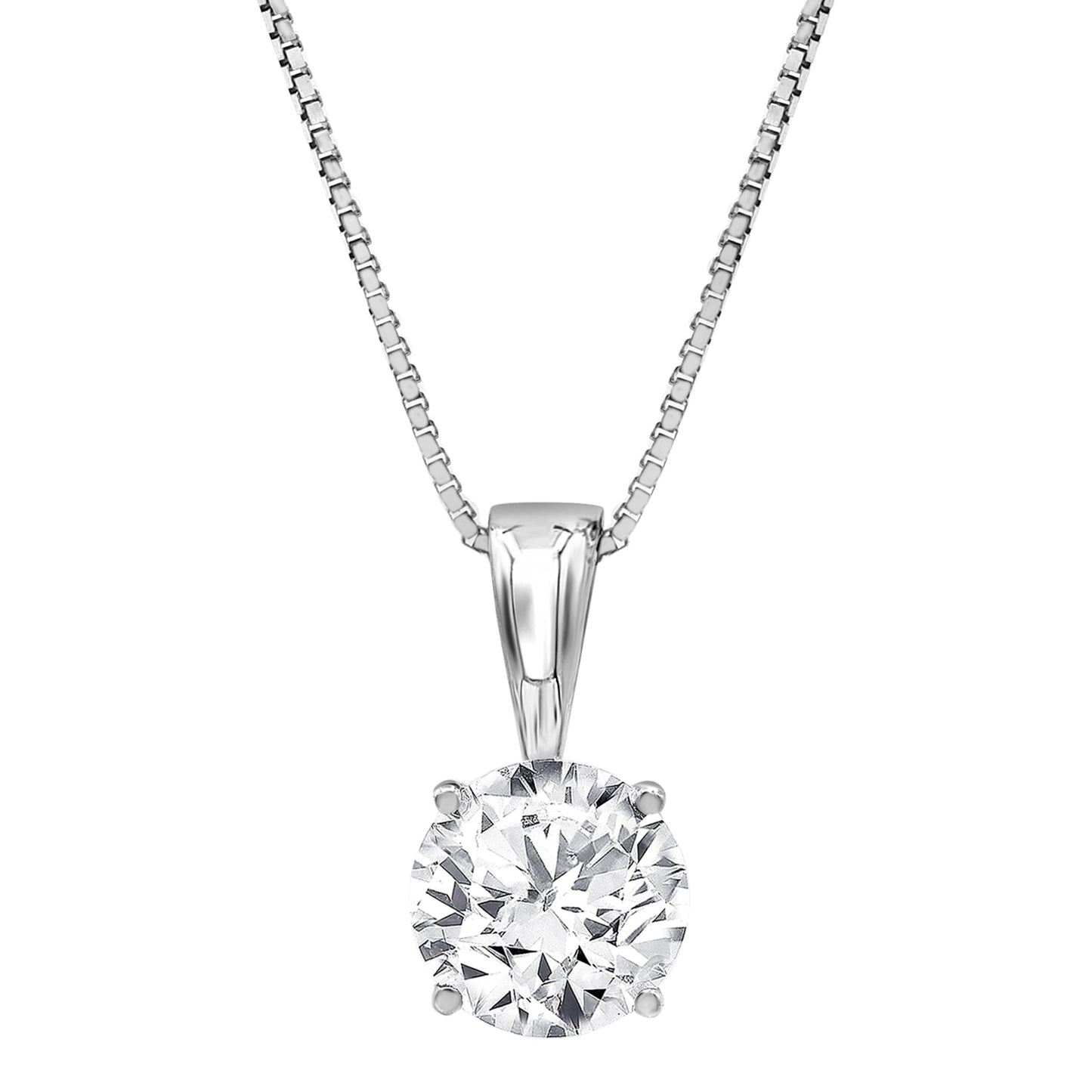 1/2 to 3 Carat Solitaire Diamond Necklaces for Women | Round Cut Lab Grown Diamond | 14K White Gold Pendant | Fine Jewelry for Her | Timeless Design | Gift Box Included 2.5 carats