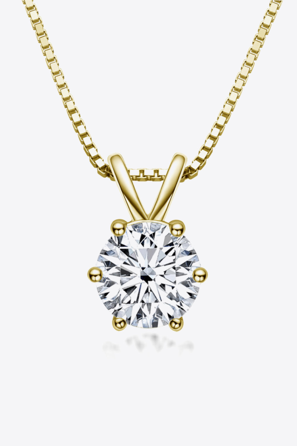 925 Sterling Silver 1 Carat Moissanite Pendant Necklace Gold One Size