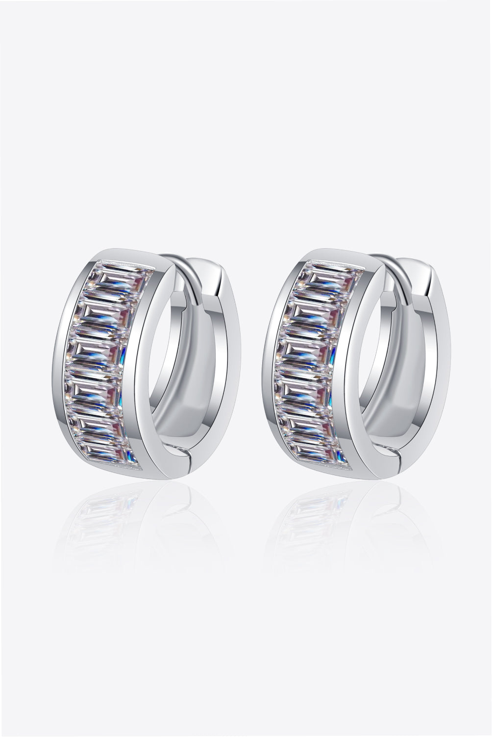 1.8 Carat Moissanite 925 Sterling Silver Huggie Earrings Silver One Size