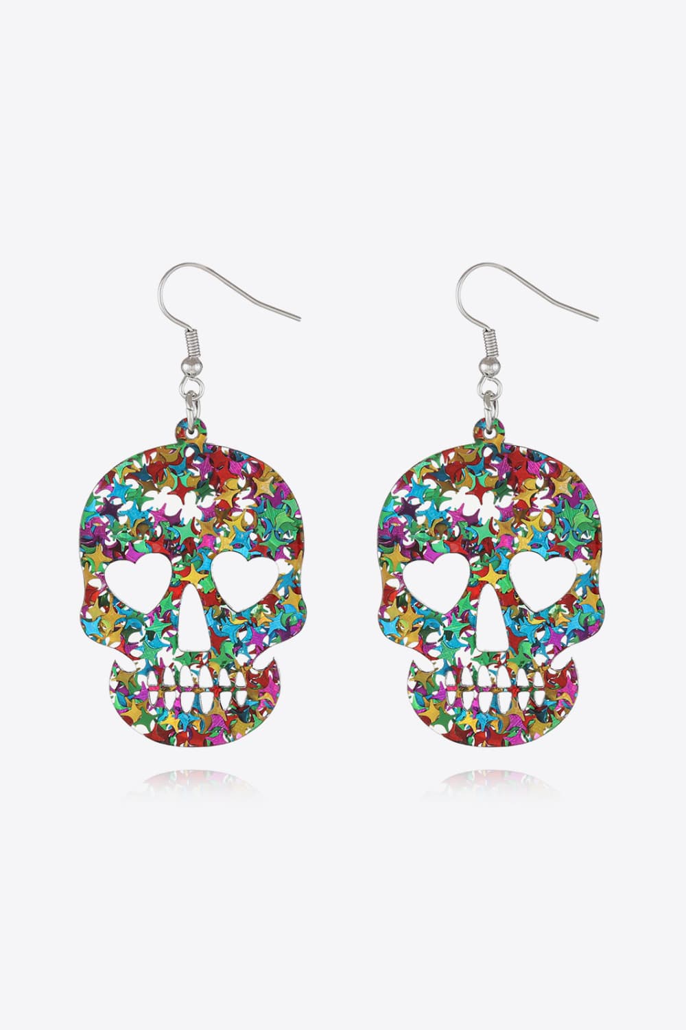 Acrylic Skull Drop Earrings Multicolor One Size