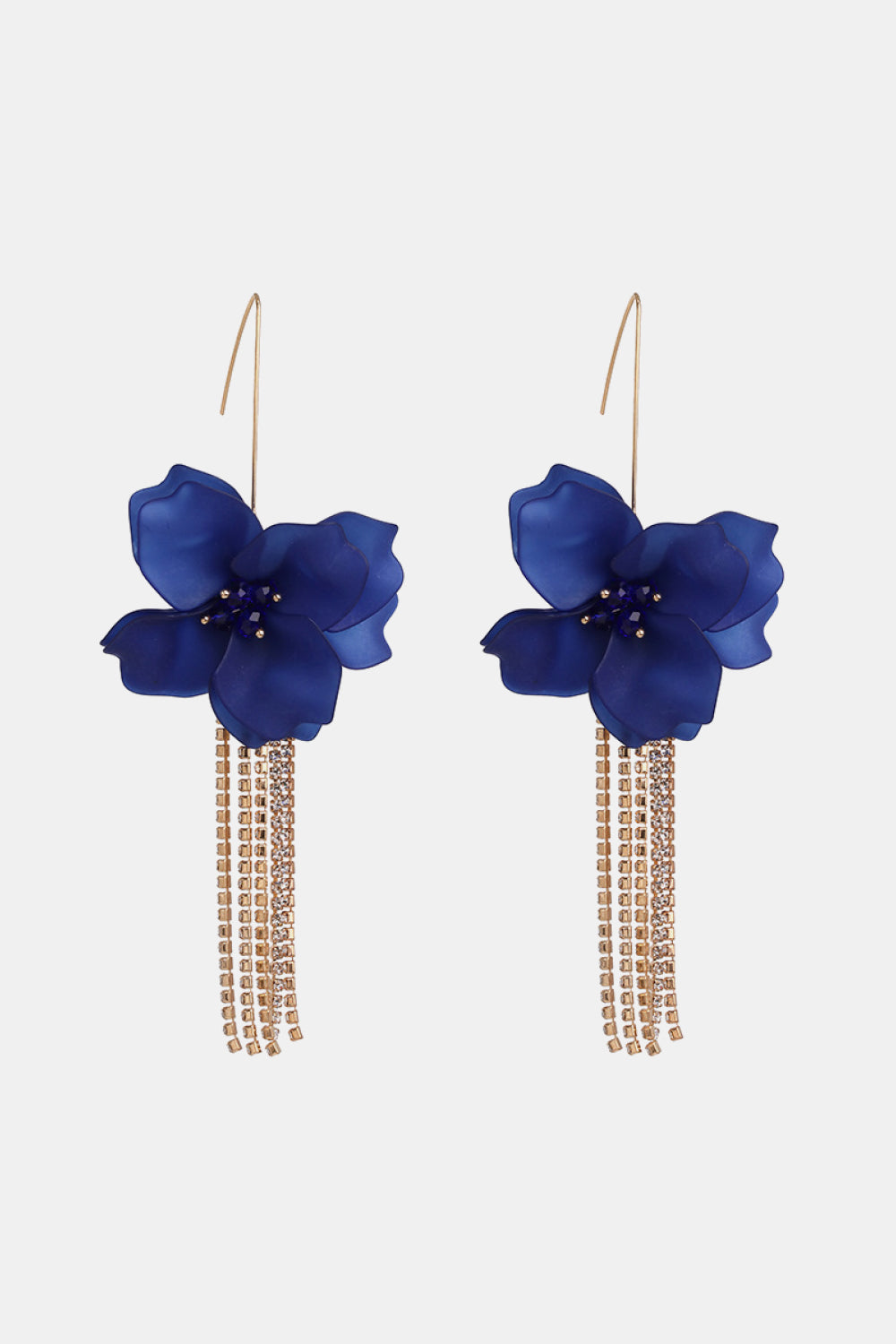 Flower Shape Acrylic Dangle Earrings Royal Blue One Size