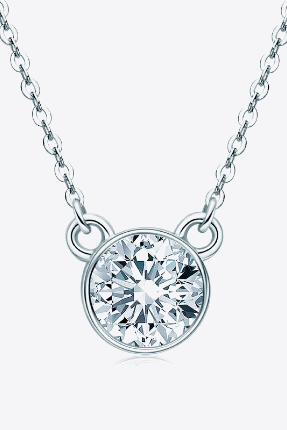 925 Sterling Silver 1 Carat Moissanite Round Pendant Necklace Silver One Size