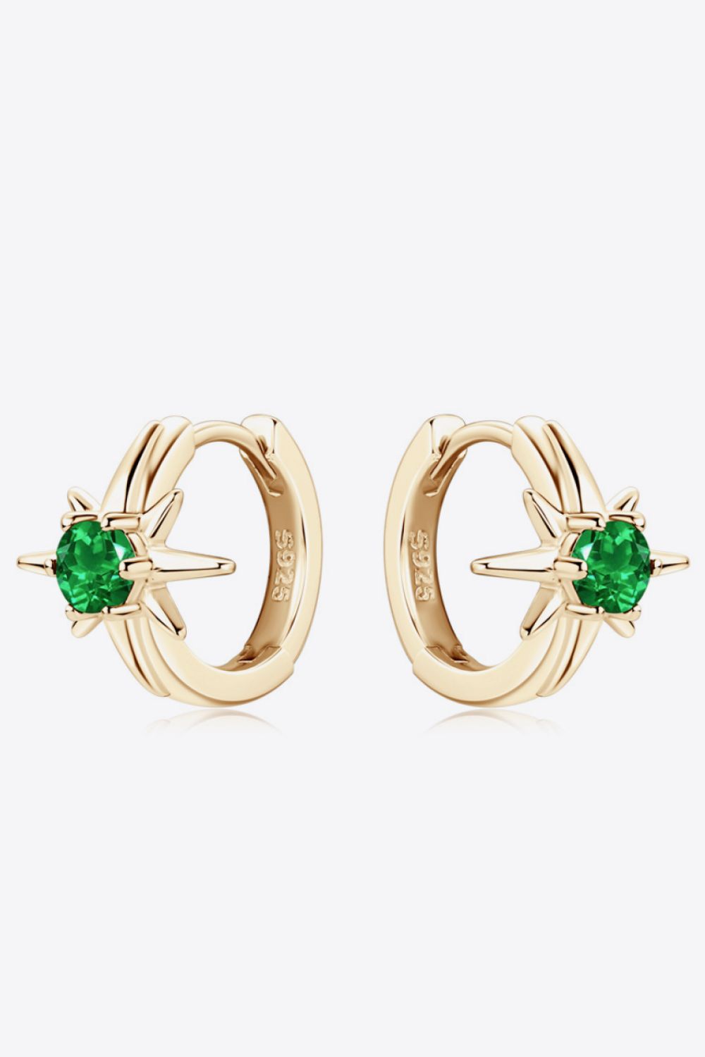Lab-Grown Emerald Huggie Earrings Gold One Size