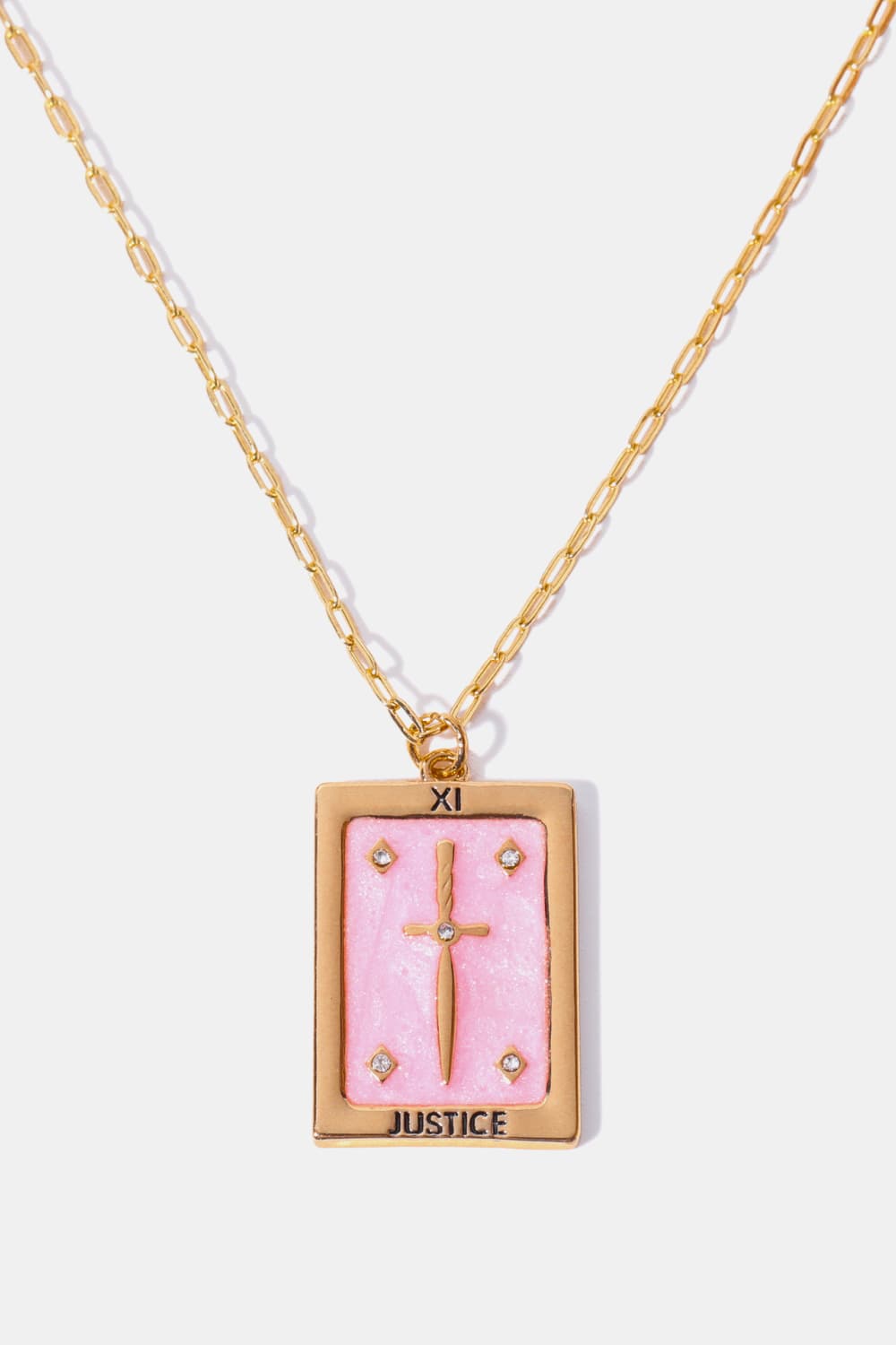 Tarot Card Pendant Copper Necklace Blush Pink One Size
