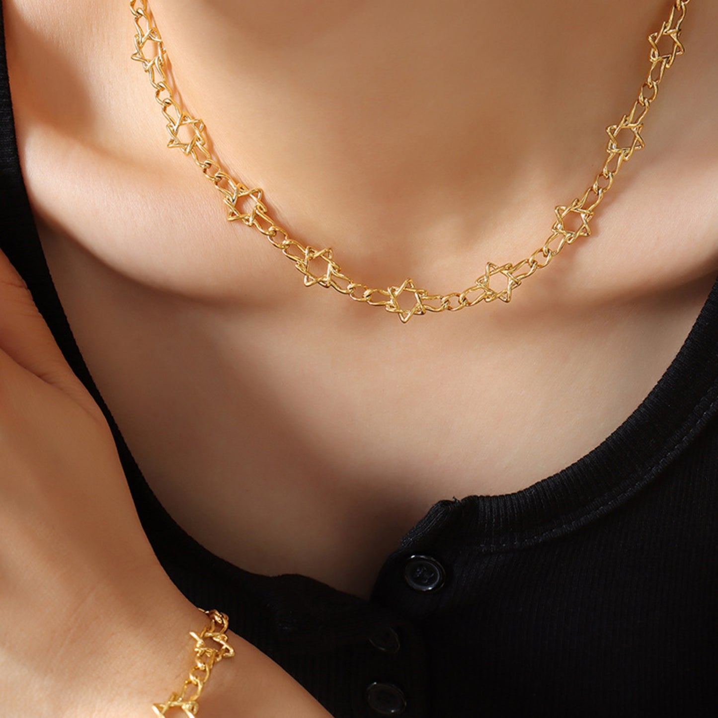Brass Titanium Steel Necklace Style B One Size
