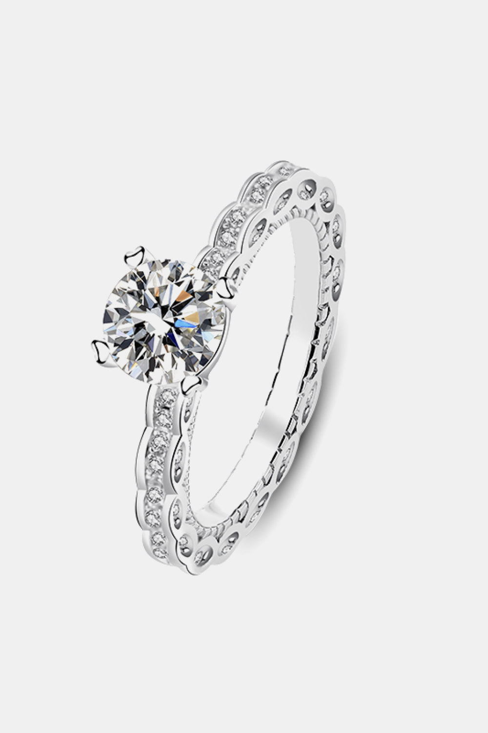 1 Carat Moissanite 925 Sterling Silver Ring Silver
