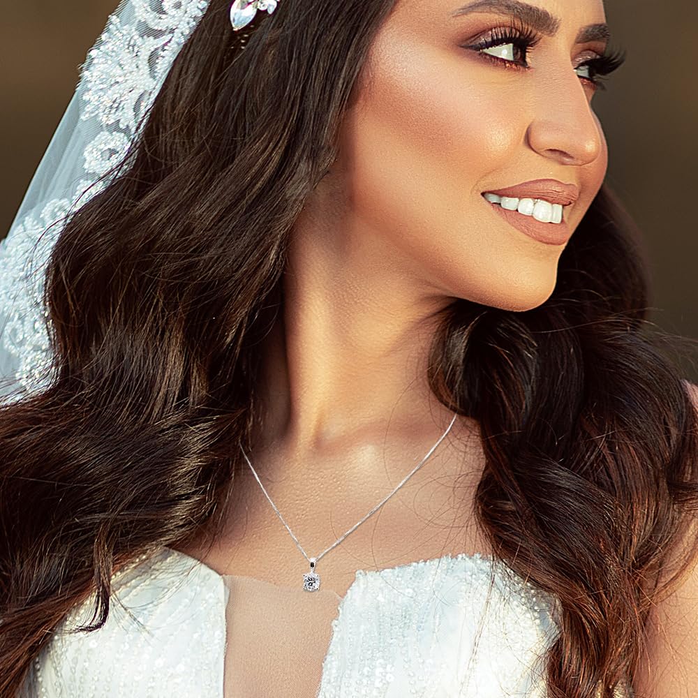 1/2 to 3 Carat Solitaire Diamond Necklaces for Women | Round Cut Lab Grown Diamond | 14K White Gold Pendant | Fine Jewelry for Her | Timeless Design | Gift Box Included