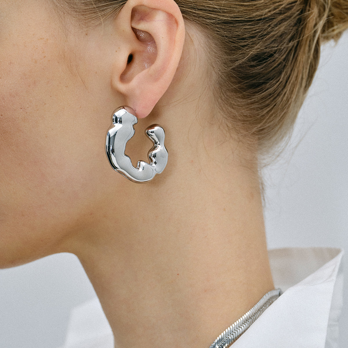 Stainless Steel C-Hoop Earrings Silver One Size