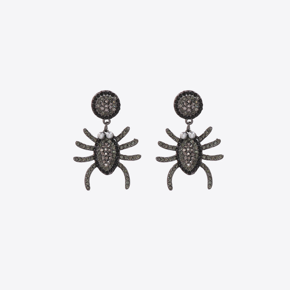 Spider Rhinestone Alloy Earrings Black One Size