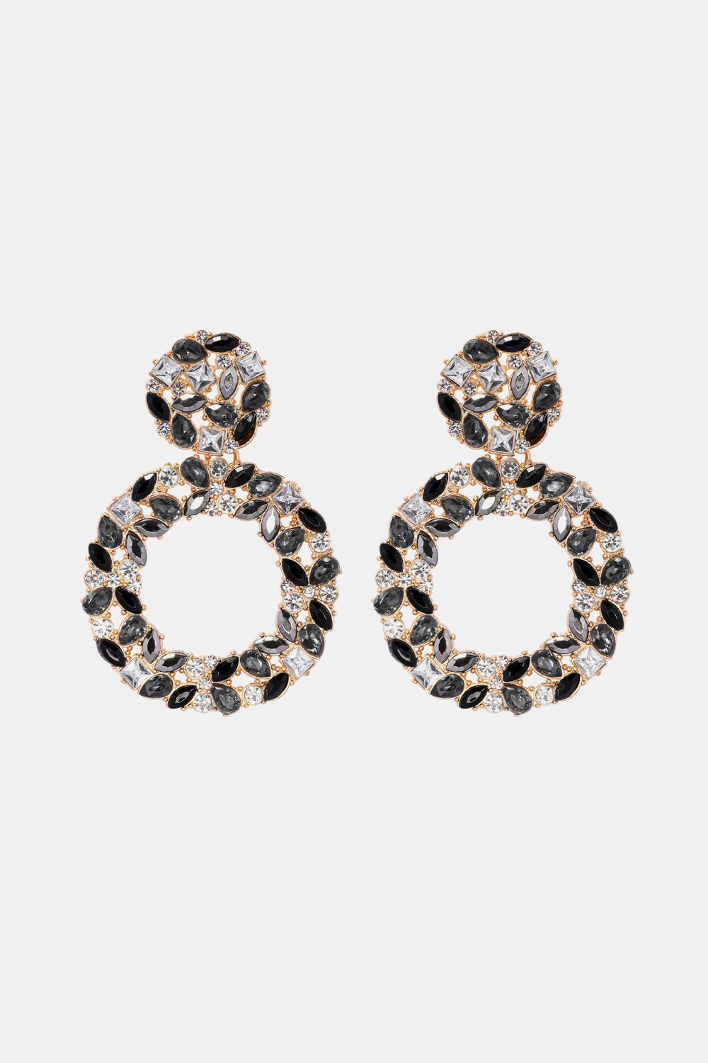 Round Shape Acrylic Dangle Earrings Black One Size