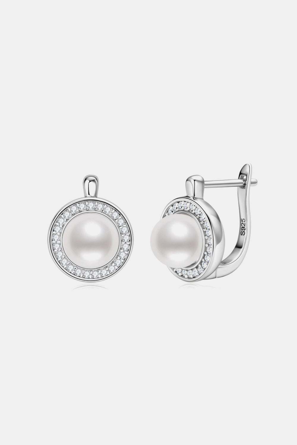 Moissanite Pearl 925 Sterling Silver Earrings Silver One Size