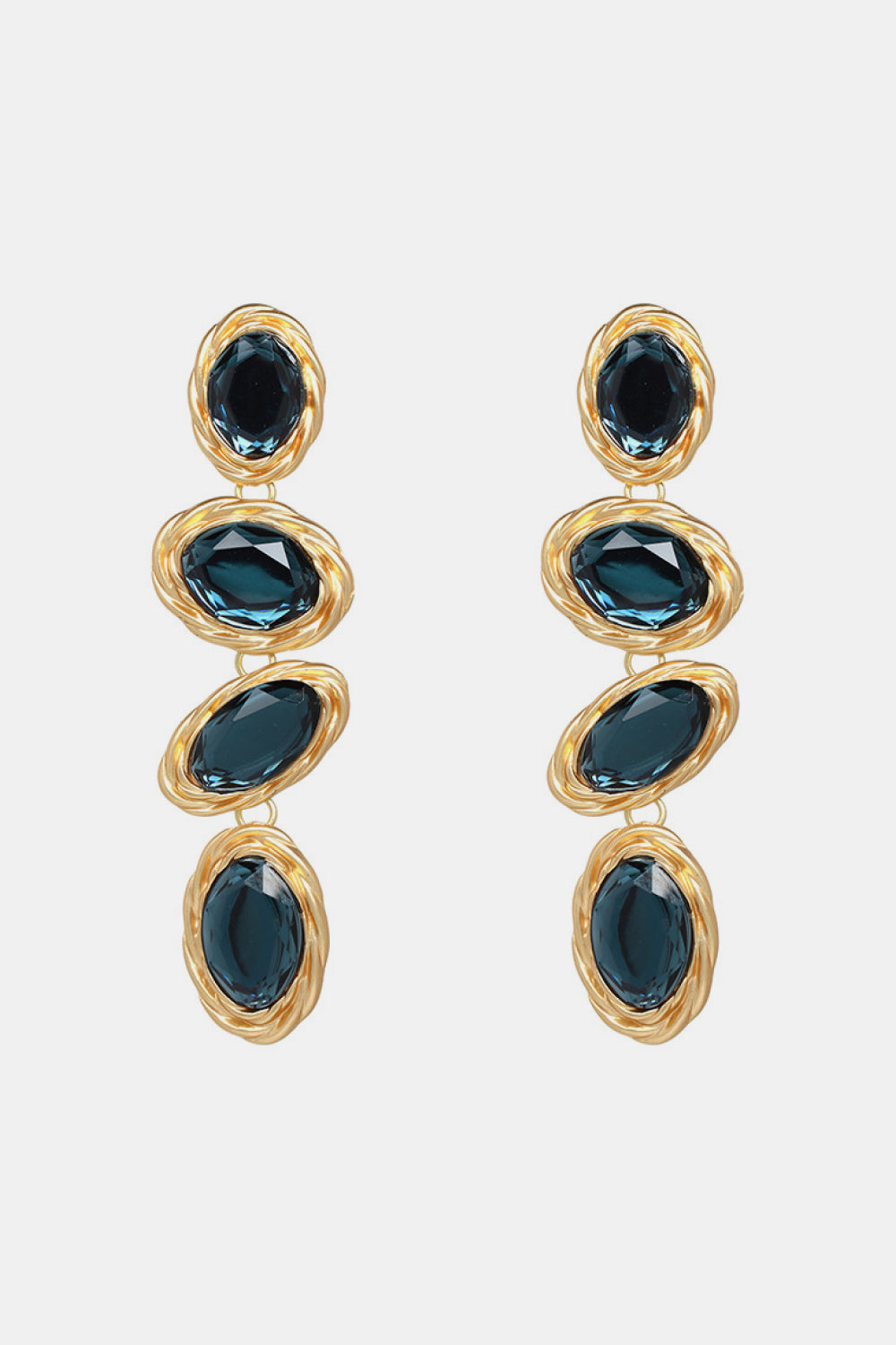 Geometrical Shape Resin Dangle Earrings Dark Blue One Size