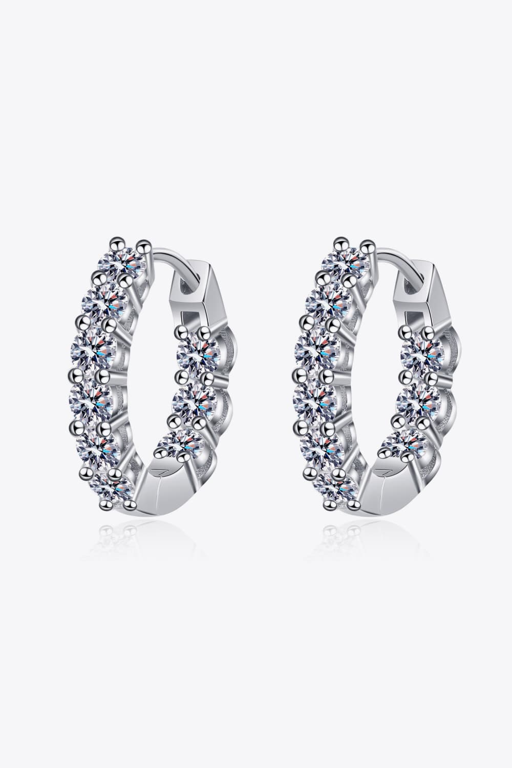 1.8 Carat Moissanite Hoop Earrings Silver One Size