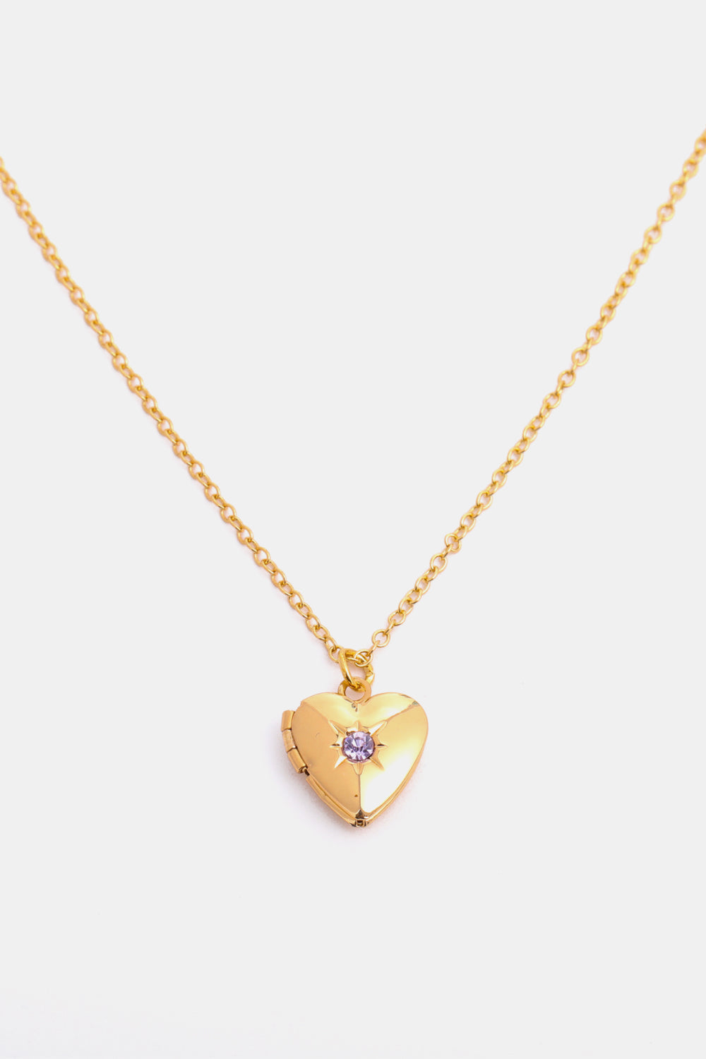 Zircon Heart Shape 14K Gold-Plated Pendant Necklace February One Size