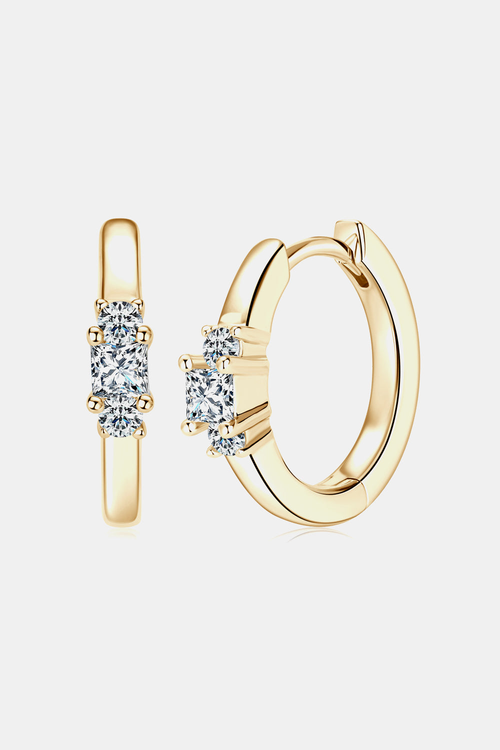Moissanite 925 Sterling Silver Huggie Earrings Gold One Size