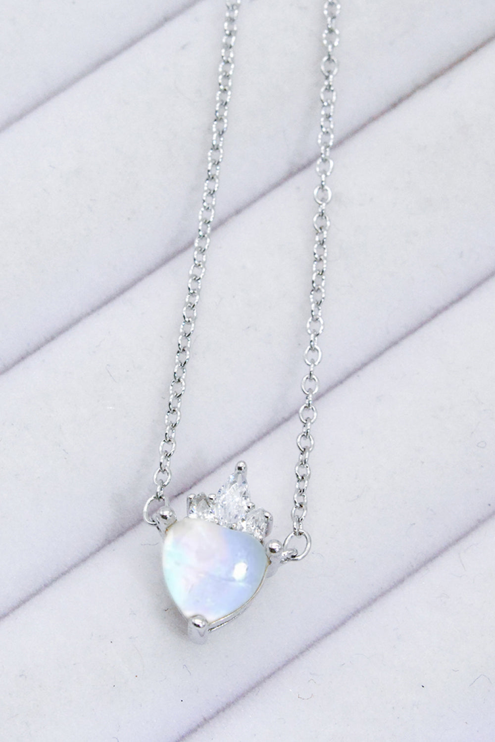 925 Sterling Silver Moonstone Heart Pendant Necklace Moonstone One Size