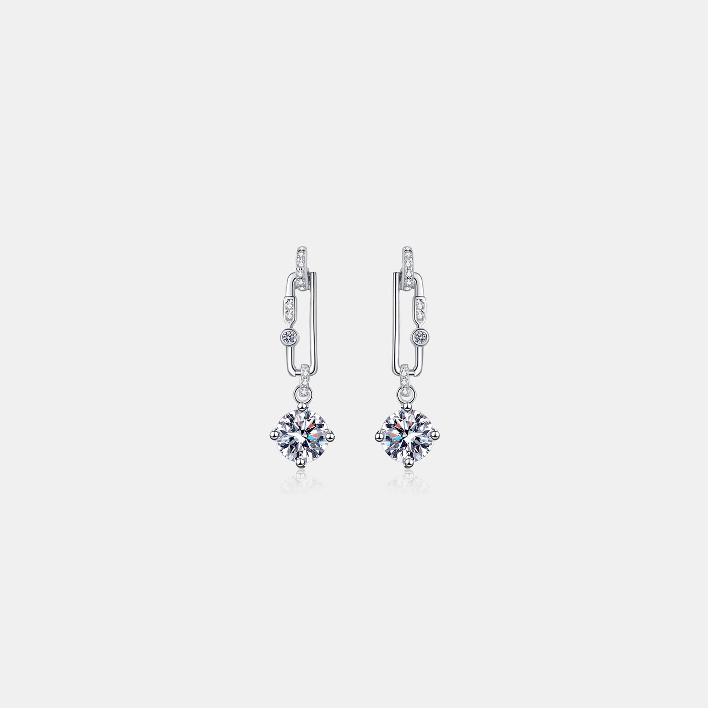 2 Carat Moissanite 925 Sterling Silver Earrings Silver One Size