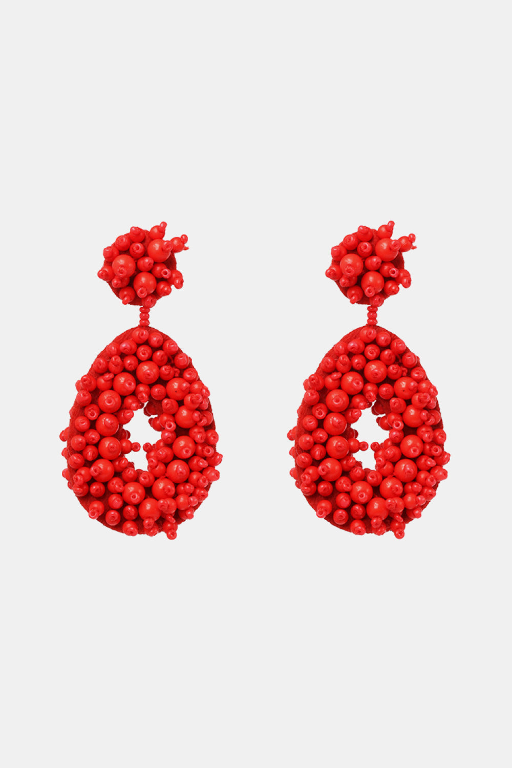 Beaded Dangle Earrings Red One Size