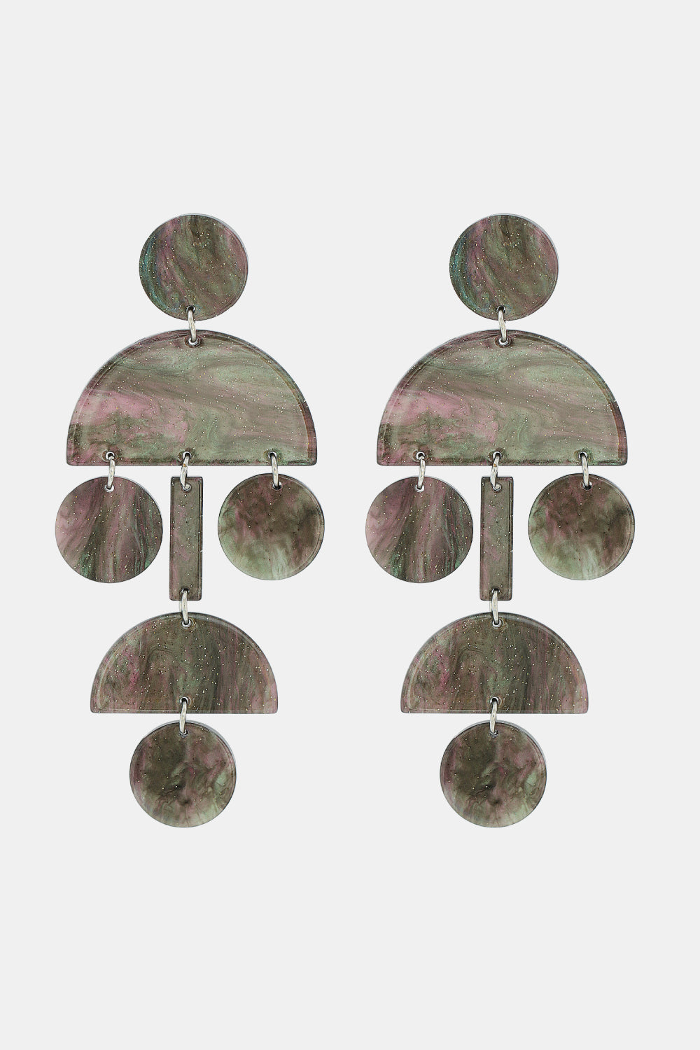 Geometrical Shape Acrylic Dangle Earrings Dark Gray One Size