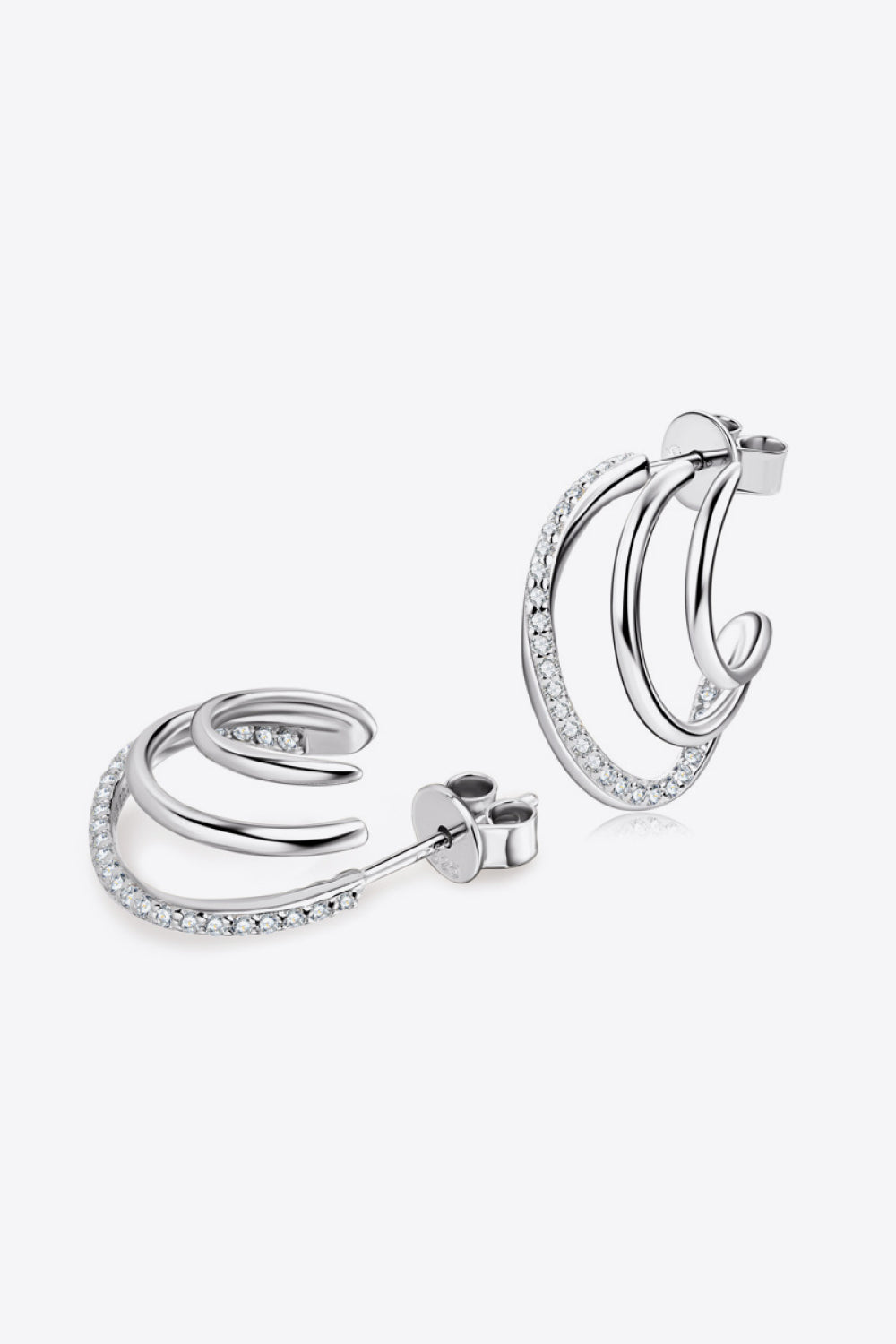 Moissanite 925 Sterling Silver Earrings Silver One Size