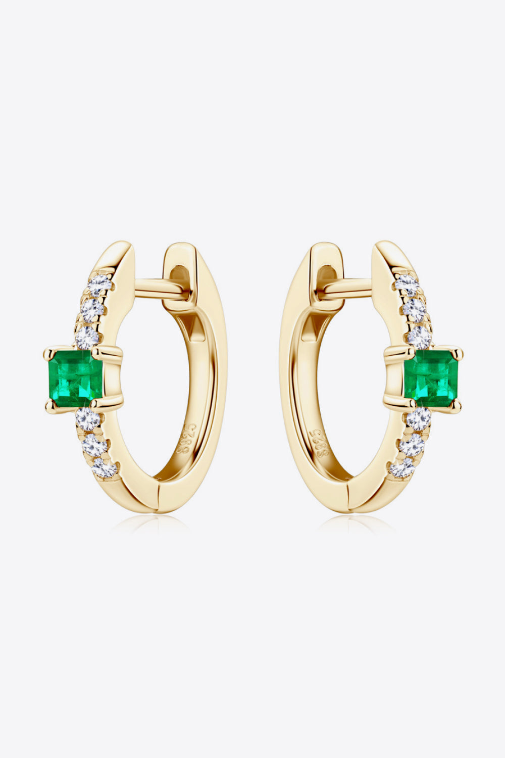 Lab-Grown Emerald Earrings Gold One Size
