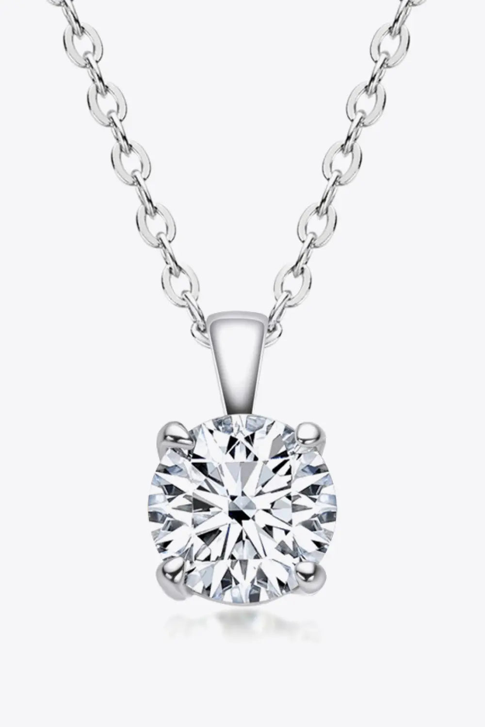 925 Sterling Silver 1 Carat Moissanite Chain-Link Necklace Silver One Size
