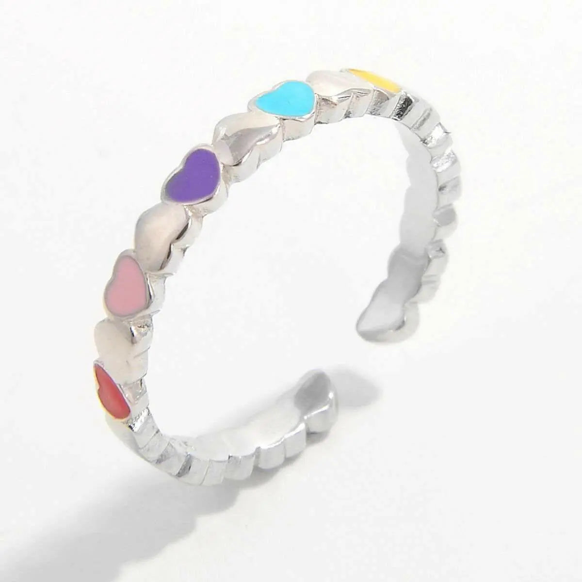 925 Sterling Silver Drip Oil Heart Ring Silver