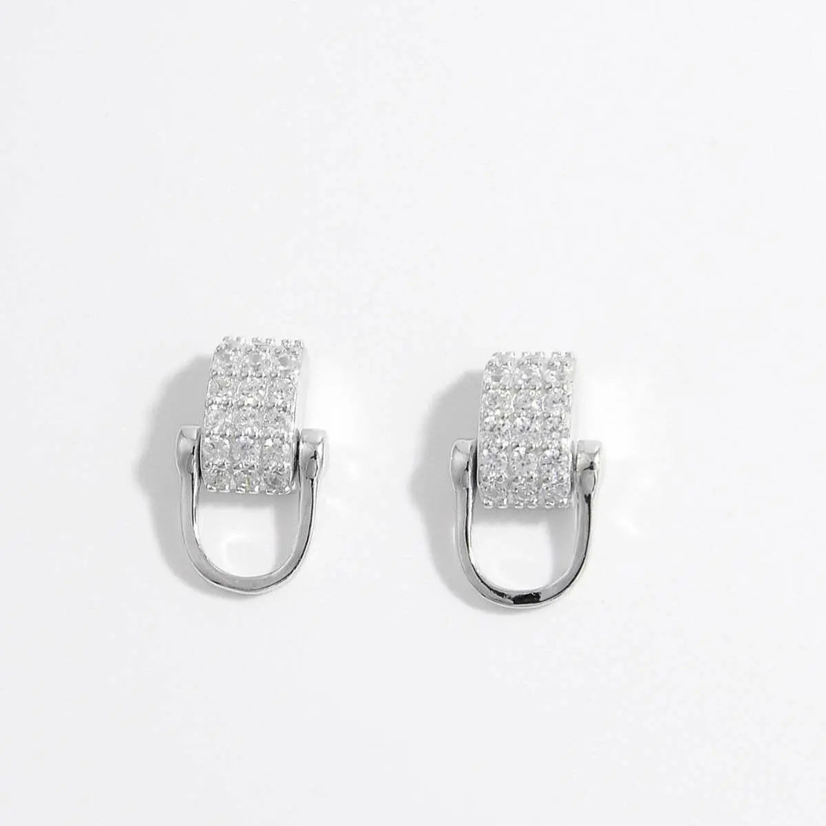 925 Sterling Silver Inlaid Zircon Earrings Silver One Size