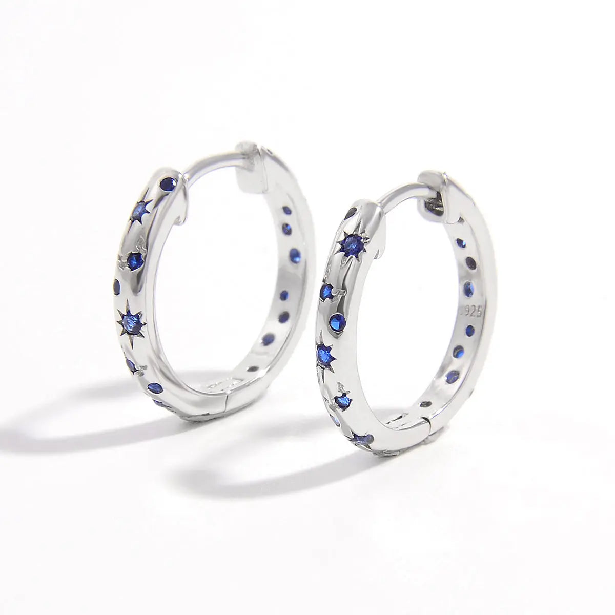 925 Sterling Silver Inlaid Zircon Huggie Earrings Silver One Size