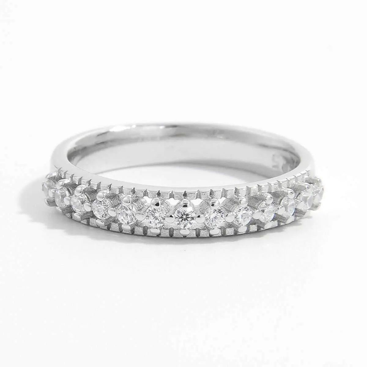 925 Sterling Silver Inlaid Zircon Ring Silver