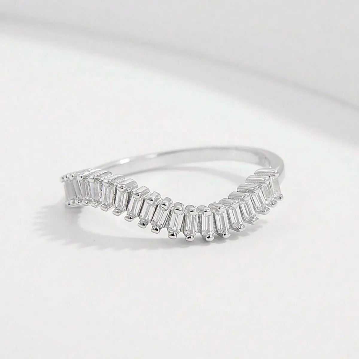 925 Sterling Silver Inlaid Zircon Ring Silver