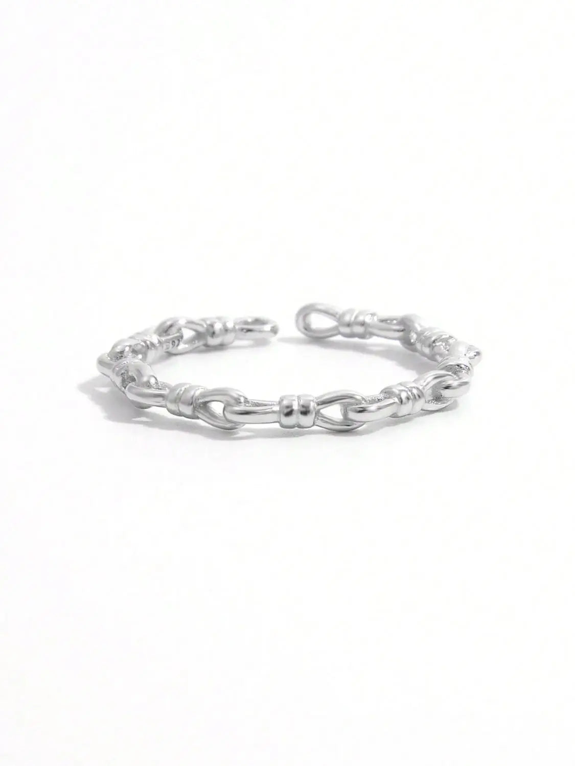 925 Sterling Silver Knot Shape Open Ring Silver