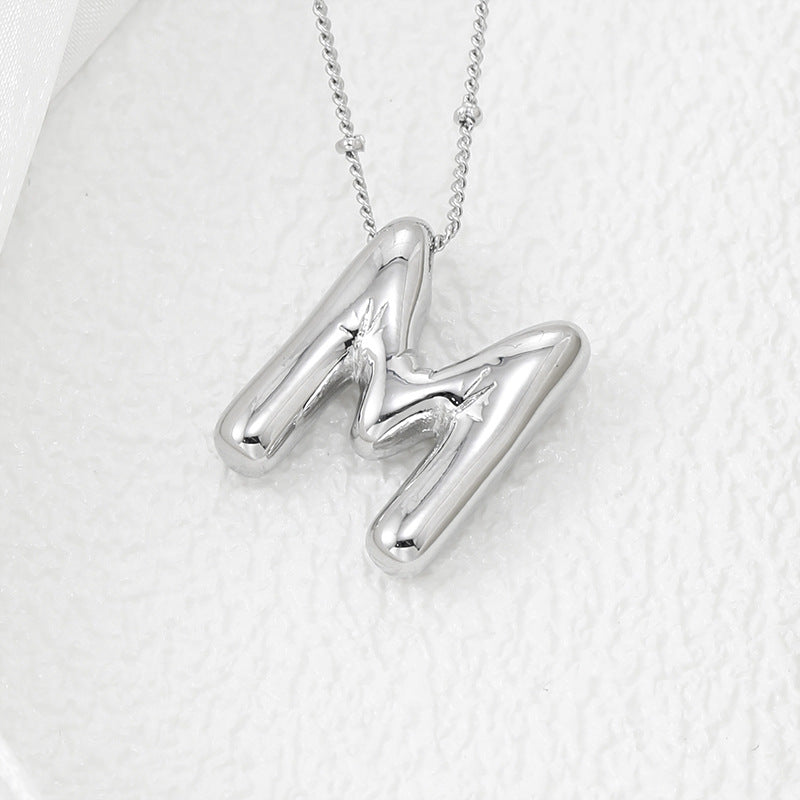 Copper Bubble Letter Pendant Necklace Style M One Size