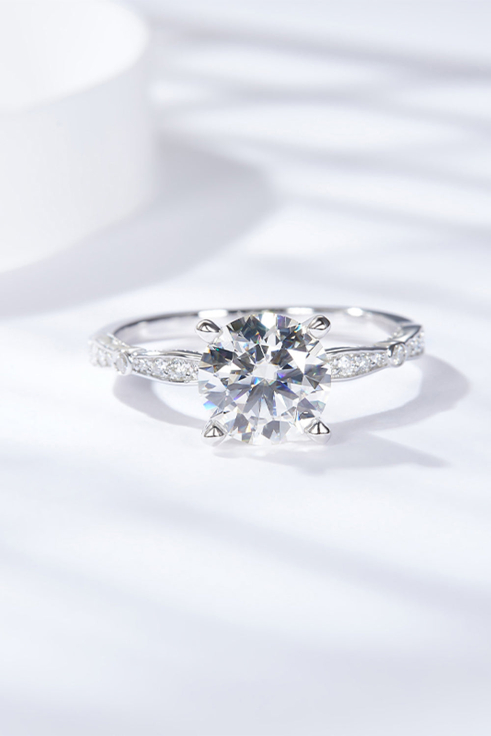 1.5 Carat Moissanite Side Stone Ring Silver