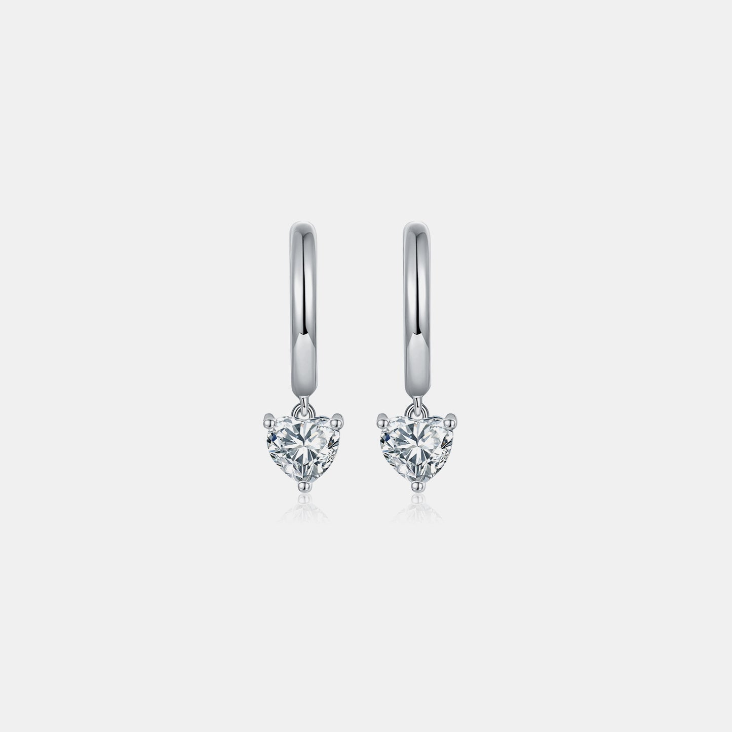 1 Carat Moissanite 925 Sterling Silver Heart Earrings Silver One Size