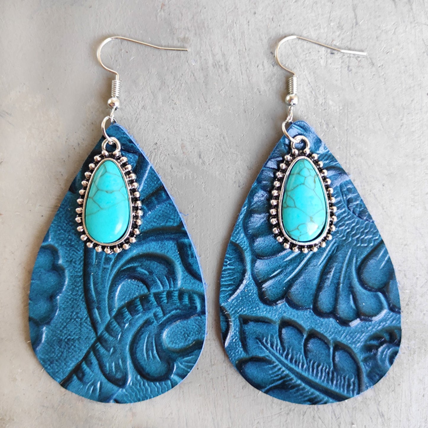Artificial Turquoise Teardrop Earrings Turquoise One Size