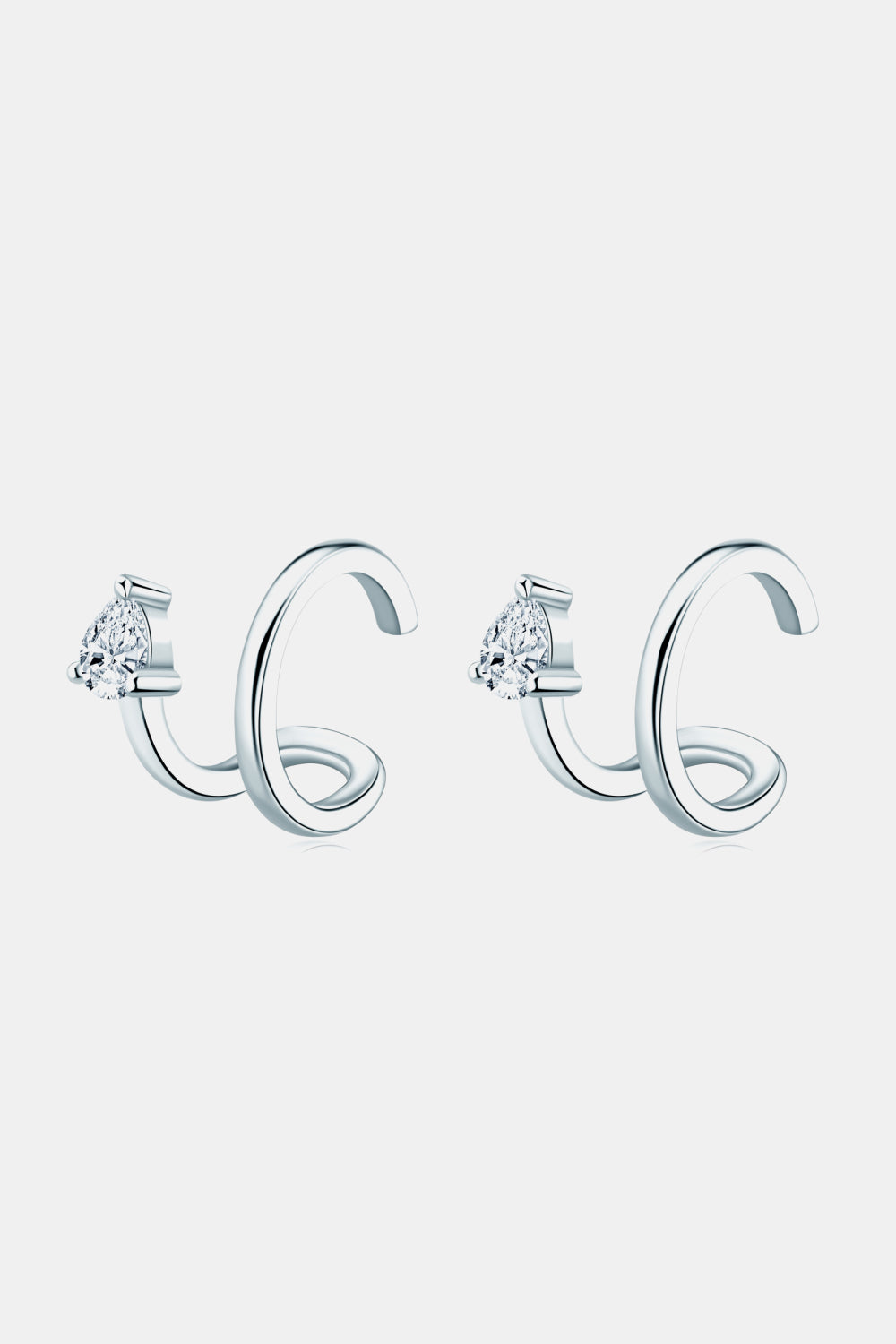 Moissanite 925 Sterling Silver Cuff Earrings Silver One Size