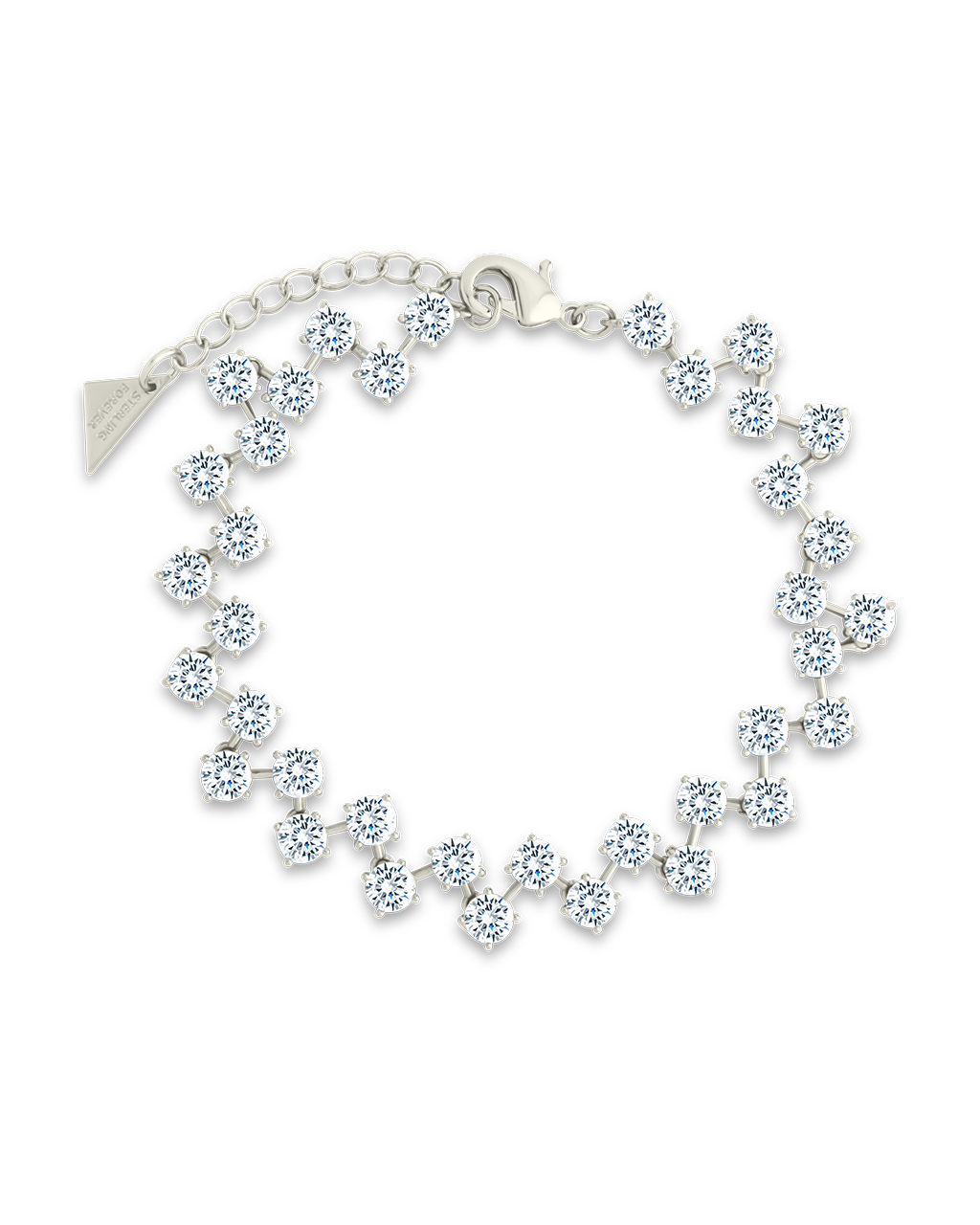 Carson CZ Tennis Bolo Bracelet Silver