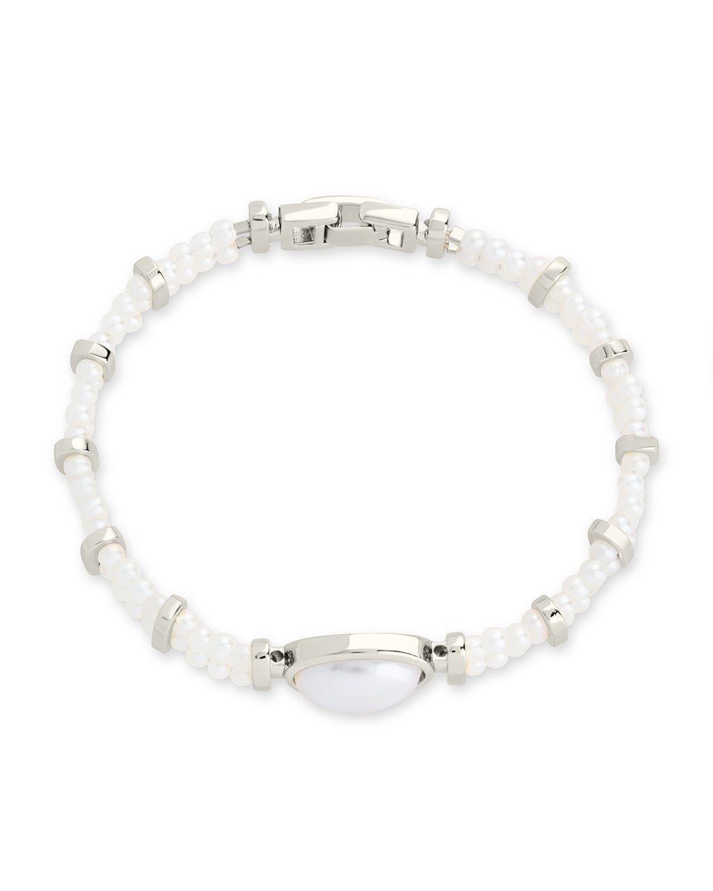Faela Pearl Watch Band Bracelet Silver