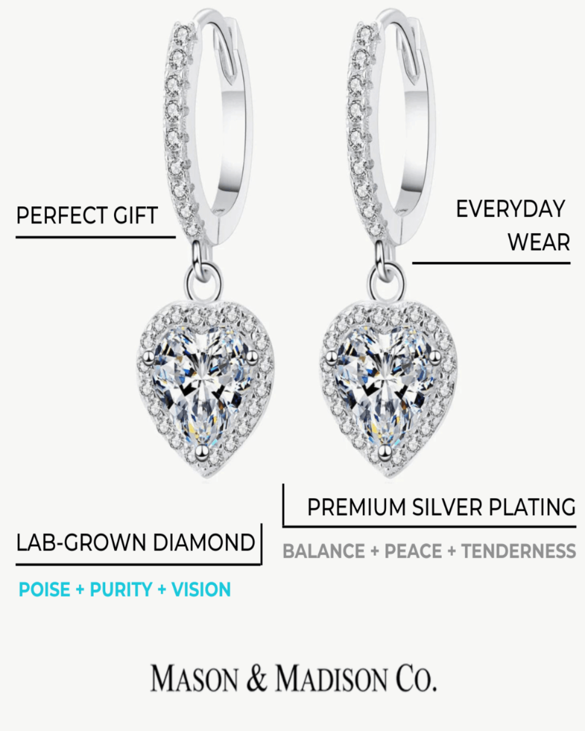 Best Trending Trendy Heart Diamond Drop Earrings Jewelry Gift on Sale for Women, Lady, Mother, Wife