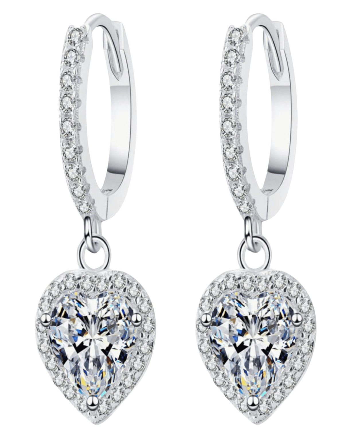 Best Trending Trendy Heart Diamond Drop Earrings Jewelry Gift on Sale for Women, Lady, Mother, Wife
